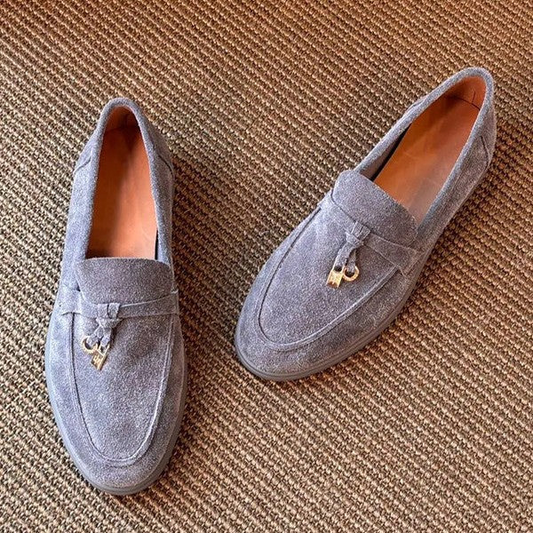 Damen elegante Mokassins aus Wildleder mit modischen Akzenten EB