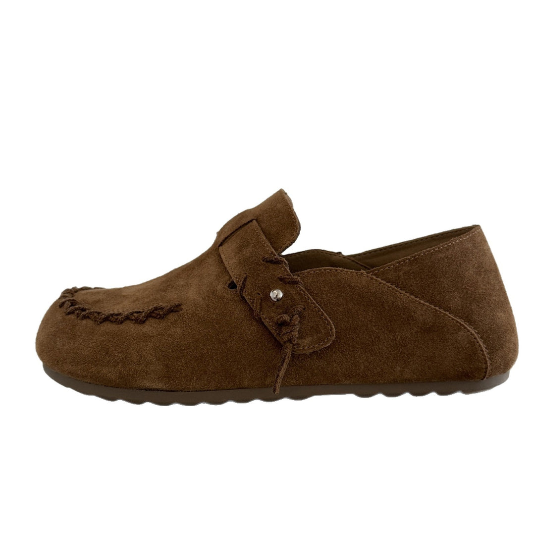 Damen Mokassins aus weichem Wildleder mit dekorativem Riemen EB