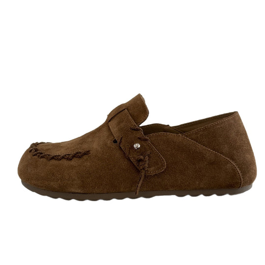Damen Mokassins aus weichem Wildleder mit dekorativem Riemen EB