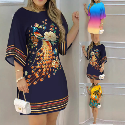 Damen lässiges Kleid mit farbenfrohem Farbverlauf EB