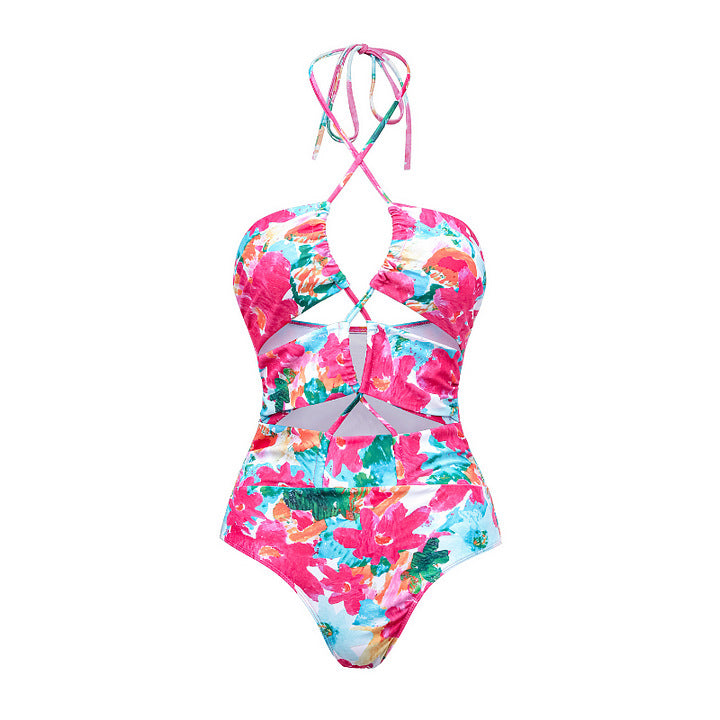 Damen Bikiniset mit voluminösen Rüschendetails und fließendem Maxi-Rock EB