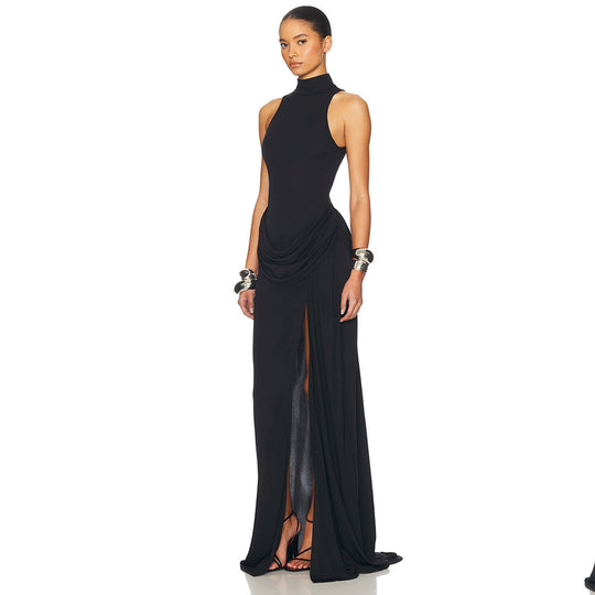 Damen Maxikleid mit figurbetontem Schnitt und elegantem Drapierungselement EB