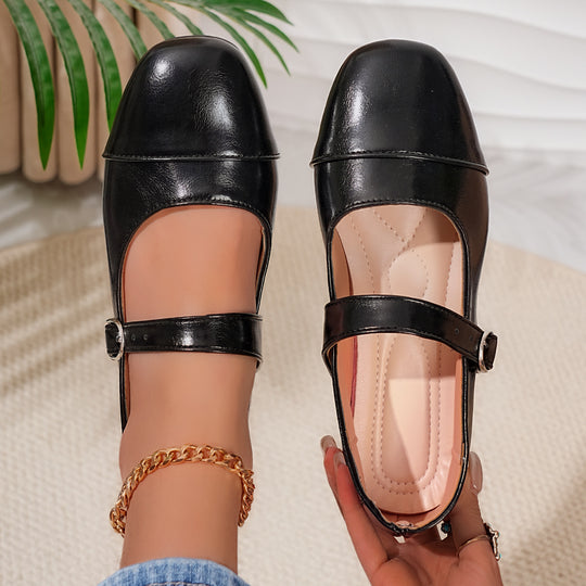 Damen Ballerinas mit verstellbarem Riemen und elegantem Obermaterial EB