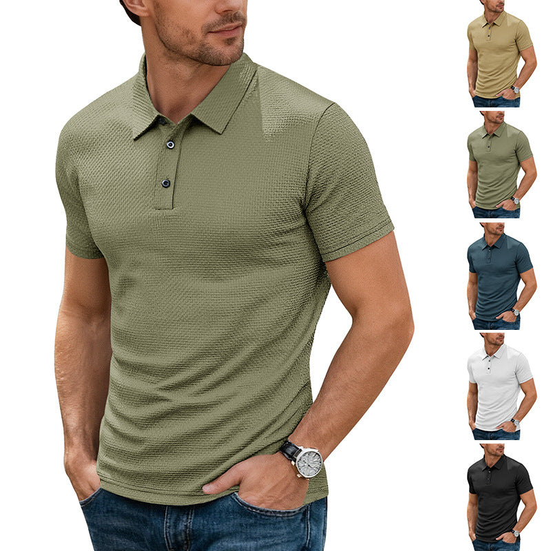 Herren nan strukturiertes Mikrojacquard-Poloshirt mit schlanker Passform und elastischem Komfortstretch EB