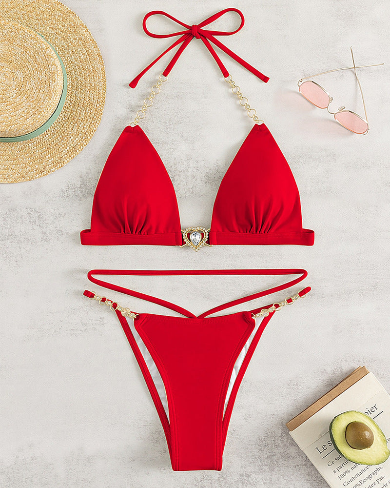 Damen Triangel-Bikini mit verführerischem Schmuckdetail EB