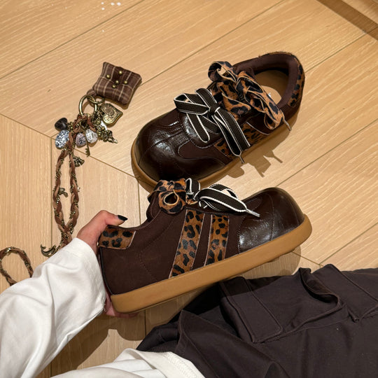 Damen Sportliche Sneakers mit modischem Animalprint und innovativem Schnürsystem EB