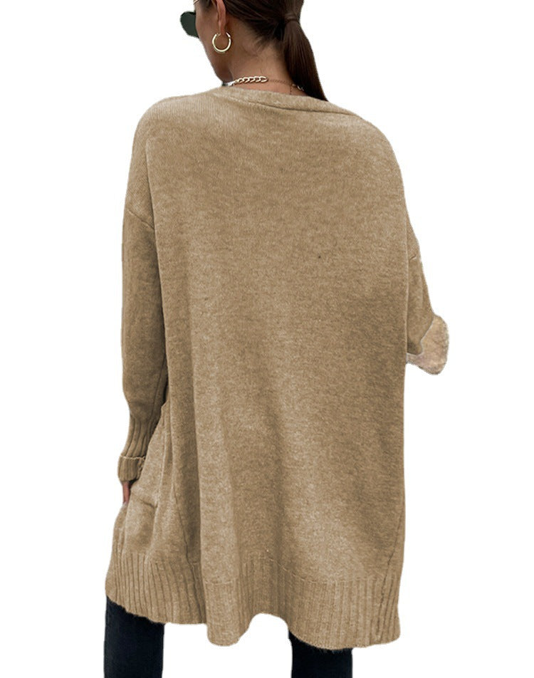 Damen casual Strickjacke mit offenen Seiten und tiefen Taschen EB