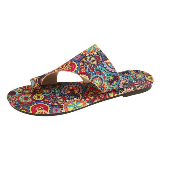 Damen Zehentrenner-Sandalen mit floralem Muster und bequemer Fußbettung EB