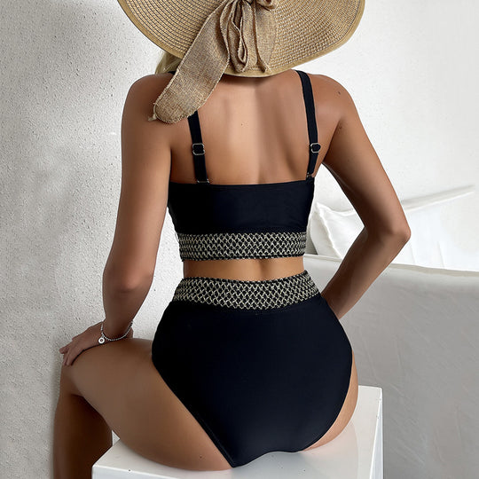Damen Hochtaillierter Bikini mit elegantem Bustier und stylishen Akzenten EB