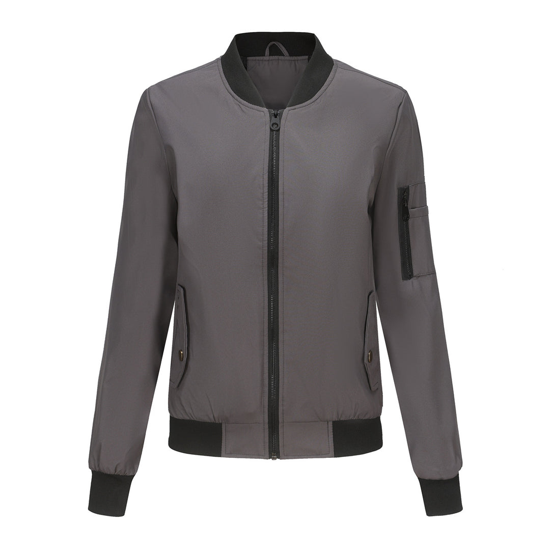 Damen modische Bomberjacke mit praktischen Reißverschlusstaschen und sportlichem Kragen EB