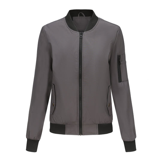 Damen modische Bomberjacke mit praktischen Reißverschlusstaschen und sportlichem Kragen EB