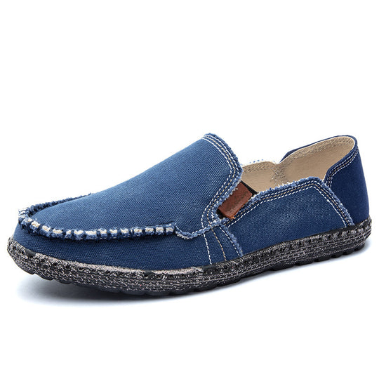 Damen lässige Slip-On Schuhe aus robustem Denim mit handgenähter Optik EB