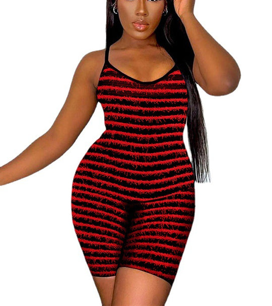 Damen Modellierender Jumpsuit mit schmalen Trägern und grafischem Streifenmuster EB