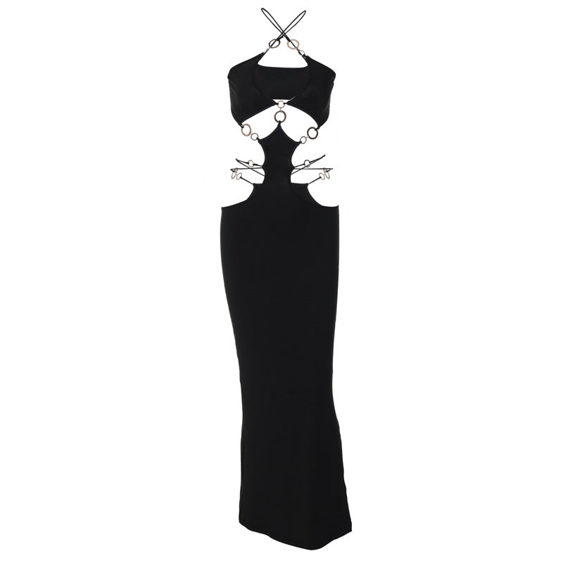 Damen Elegantes Maxikleid mit ausgefallenem Cut-Out-Design EB