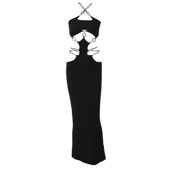 Damen Elegantes Maxikleid mit ausgefallenem Cut-Out-Design EB