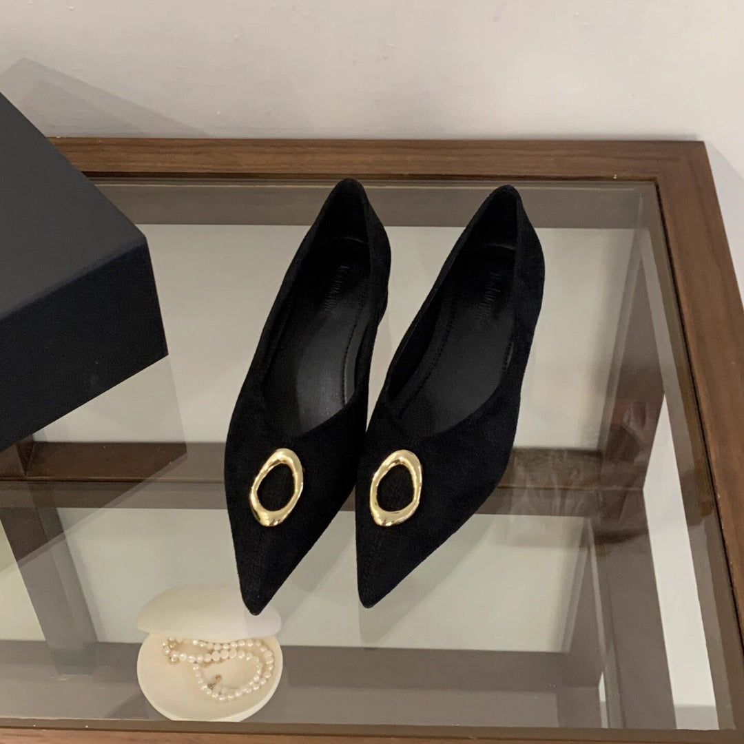 Damen elegante Pumps mit modischer Goldschnalle EB