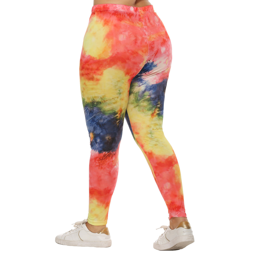 Damen farbenfrohe Leggings mit modernem Batikmuster EB