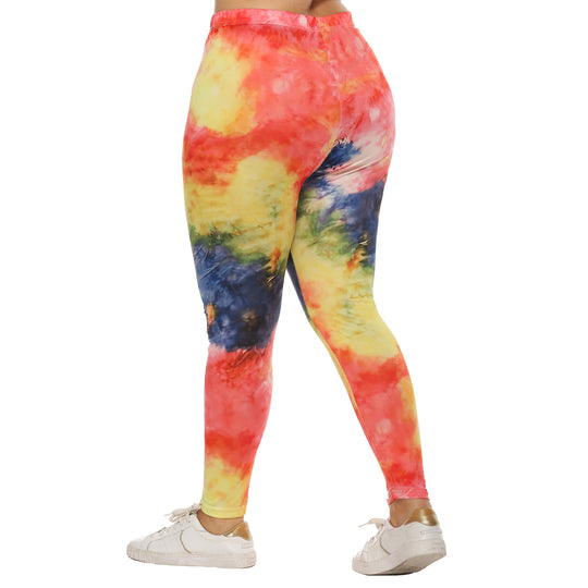 Damen farbenfrohe Leggings mit modernem Batikmuster EB