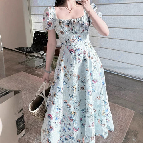 Damen Maxikleid mit raffiniertem Blumenprint und taillierter Silhouette EB