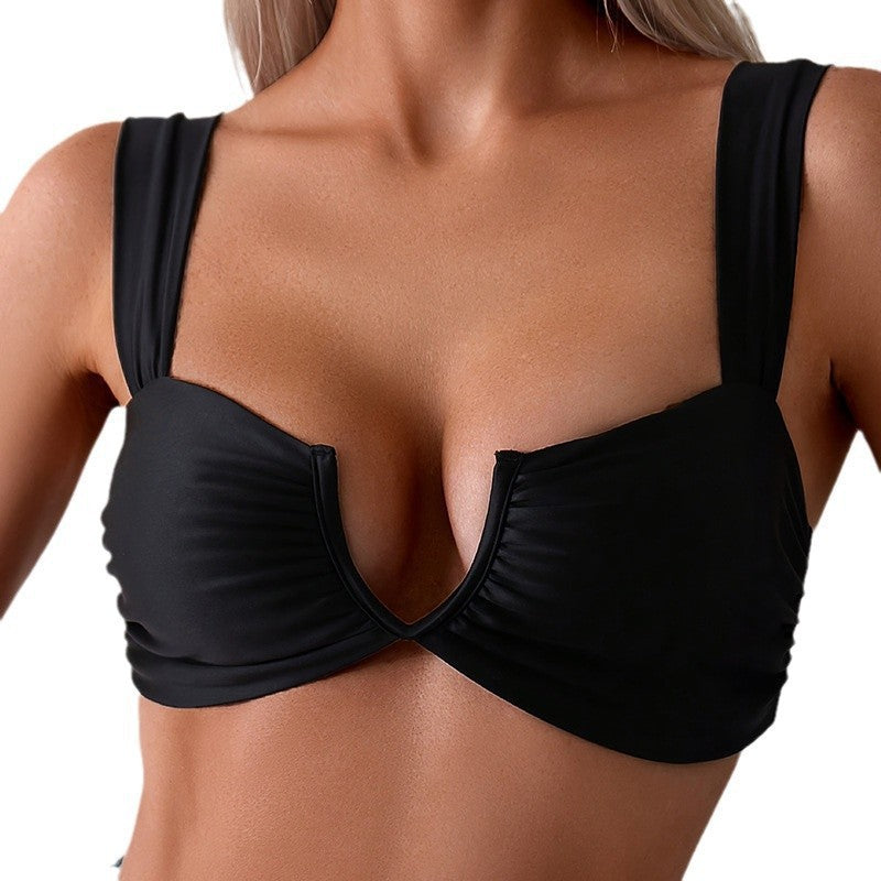 Damen Bikinioberteil mit elegantem V-Ausschnitt und breiten Trägern EB