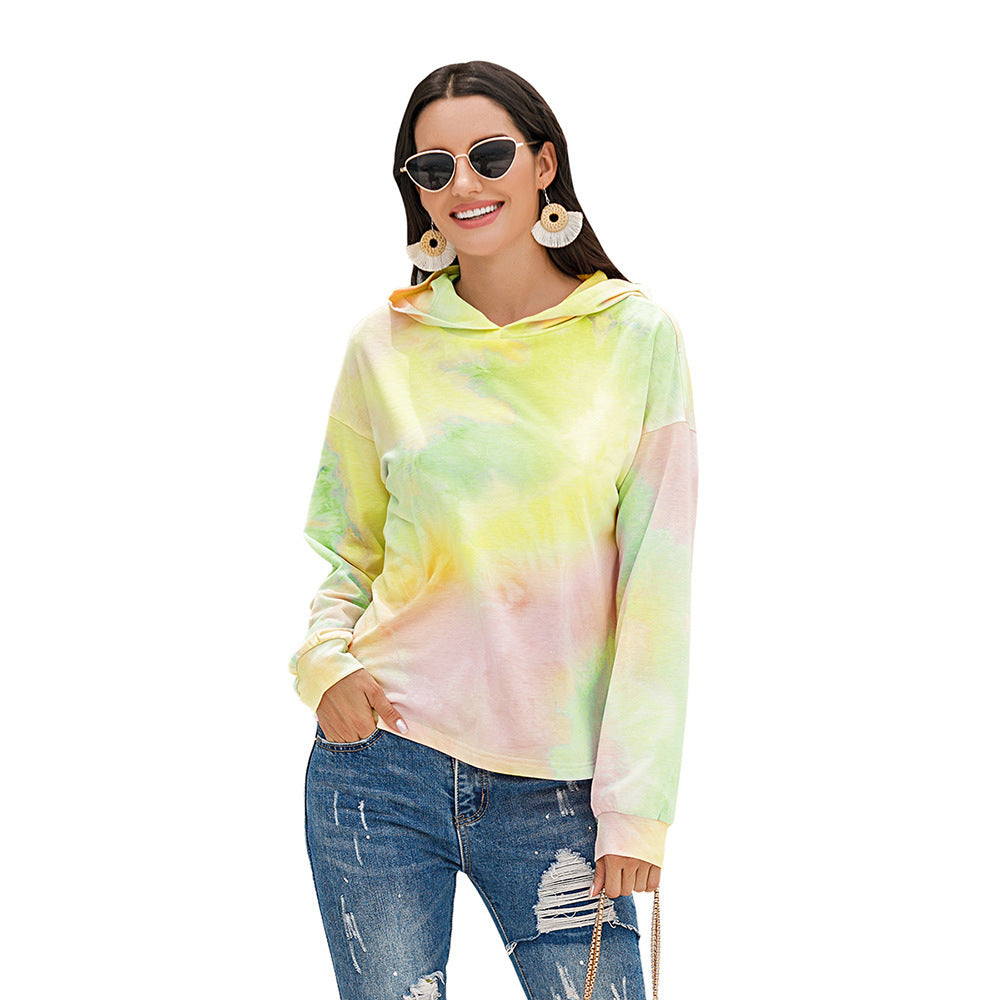 Damen lässiger Kapuzenpullover mit modernem Tie-Dye-Design EB