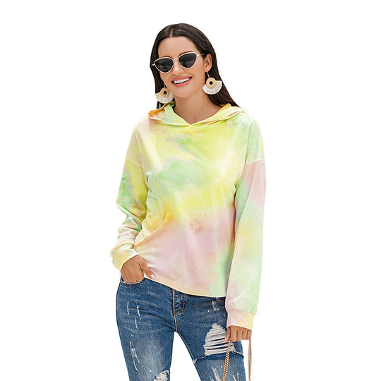 Damen lässiger Kapuzenpullover mit modernem Tie-Dye-Design EB
