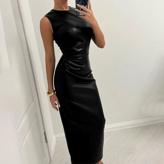 Damen Langes Kleid mit asymmetrischem Schnitt und elegantem Drapé EB