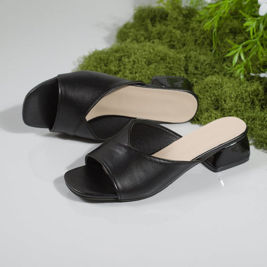 Damen elegante Mules mit modischem Blockabsatz EB
