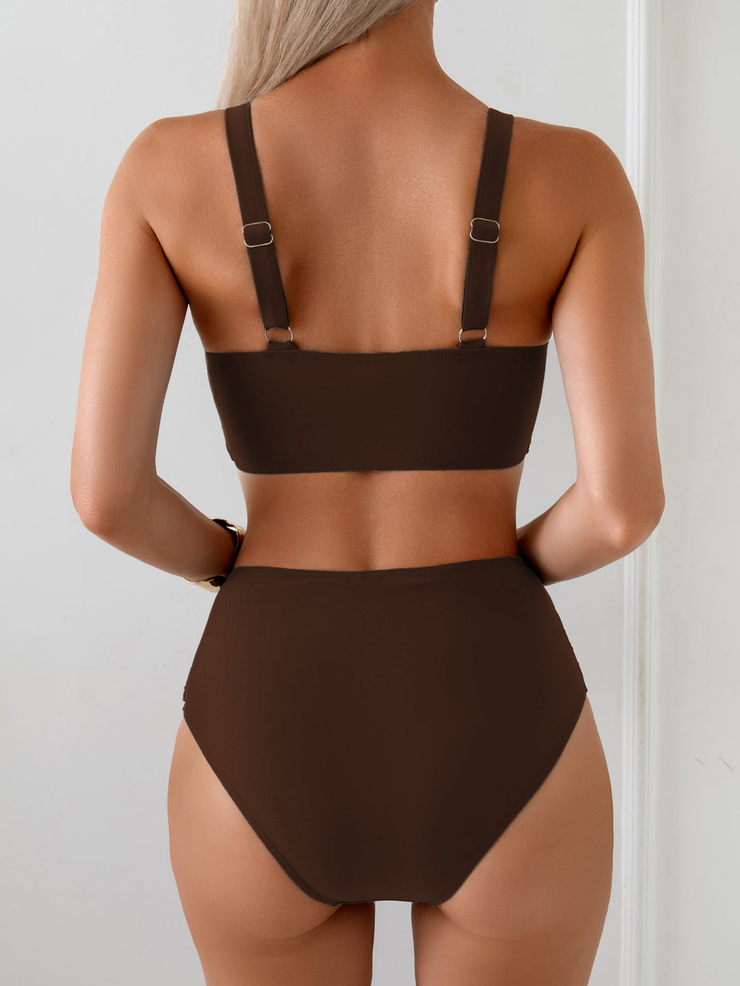 Damen Hochtailliertes Bikini-Set mit elegantem Wickeldesign EB