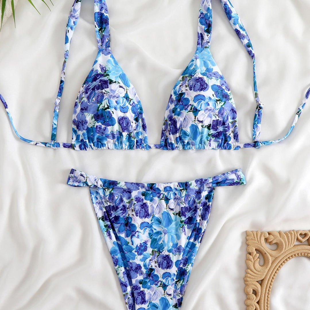 Damen Triangel-Bikini-Set mit modischem Tiermuster EB