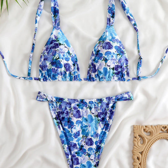 Damen Triangel-Bikini-Set mit modischem Tiermuster EB