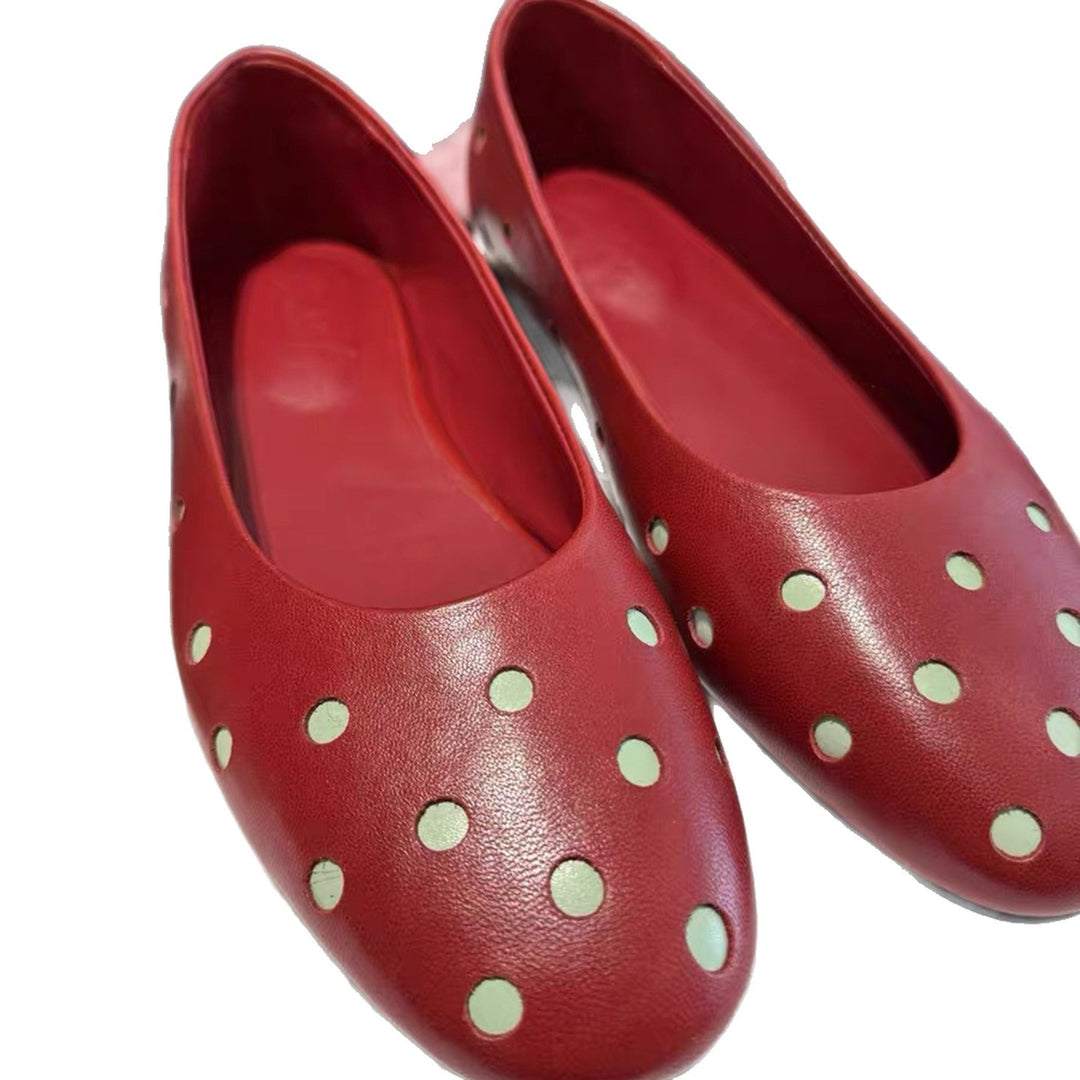 Damen Ballerinas mit luftiger Lochmusterung und trendigen Punkten EB