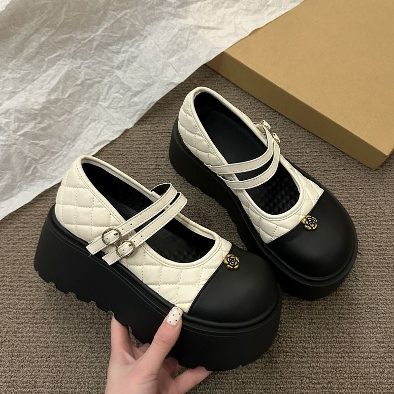 Damen Platform Mary Janes mit modischen Zweiriemen und geschmackvollem Design EB