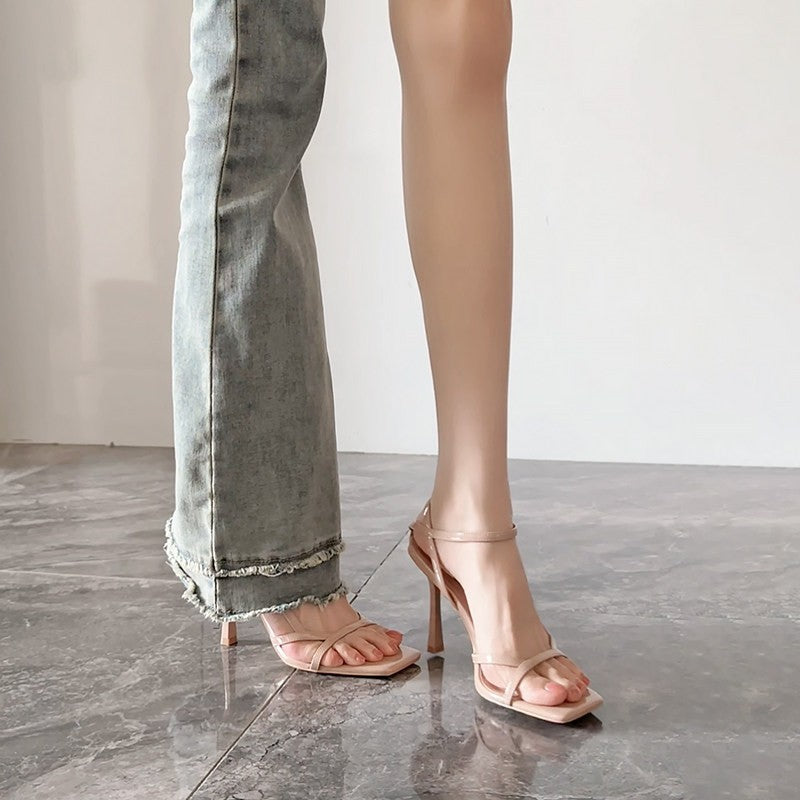 Damen elegante Slingback-Sandalen mit stiletto Absatz EB