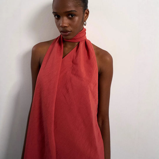 Damen asymmetrisches Wickeloberteil mit elegantem Schal EB