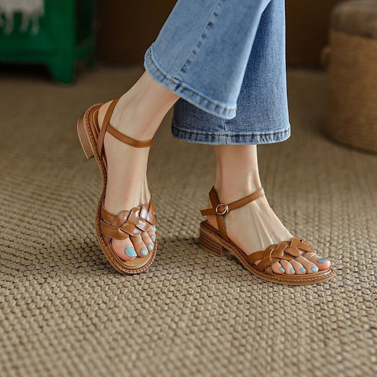 Damen Riemchen-Sandalen mit geflochtenem Design und komfortabler Sohle EB