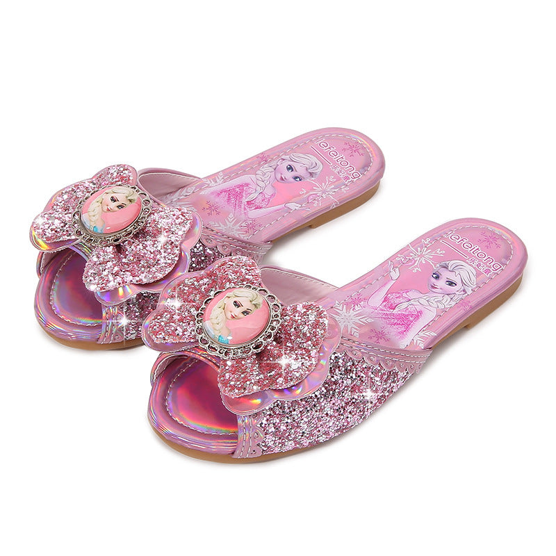 Mädchen Glitternde Hausschuhe mit Blumenapplikation EB