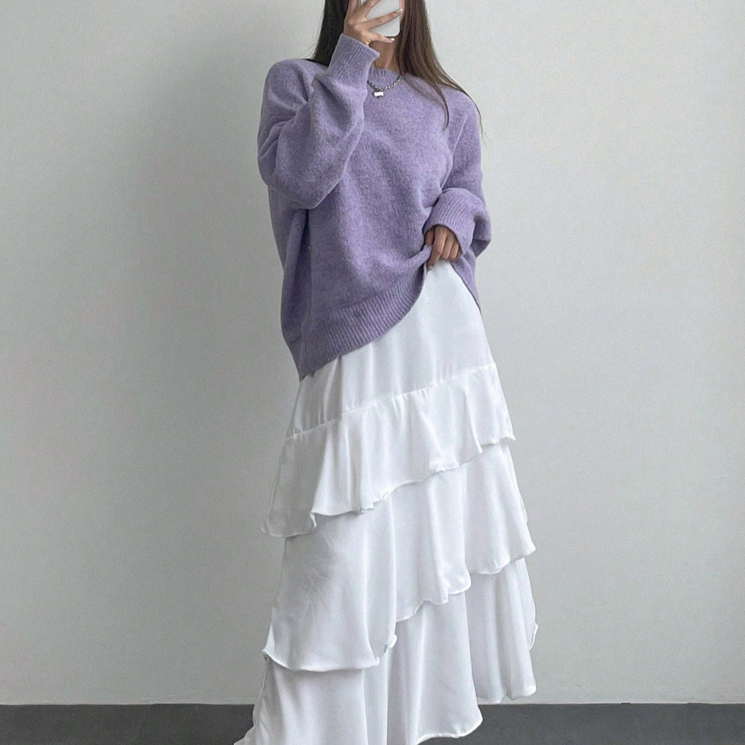 Damen Lässiger Strickpullover mit weitem Schnitt und komfortabler Passform EB
