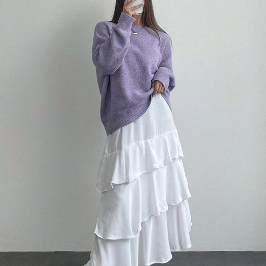 Damen Lässiger Strickpullover mit weitem Schnitt und komfortabler Passform EB