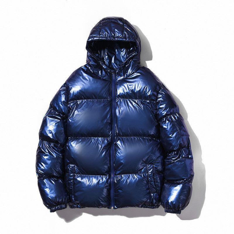 Unisex nan glänzende Steppjacke mit Kapuze, wasserabweisender High-Shine-Oberfläche und wärmender synthetischer Füllung EB