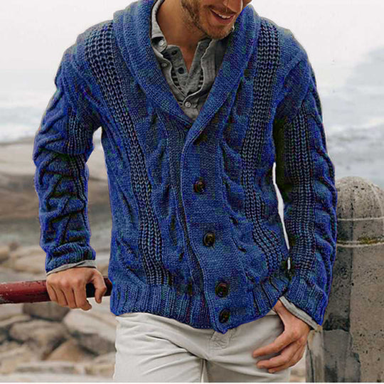 Herren nan grobstrick Cardigan mit Schalkragen und Zopfmuster EB