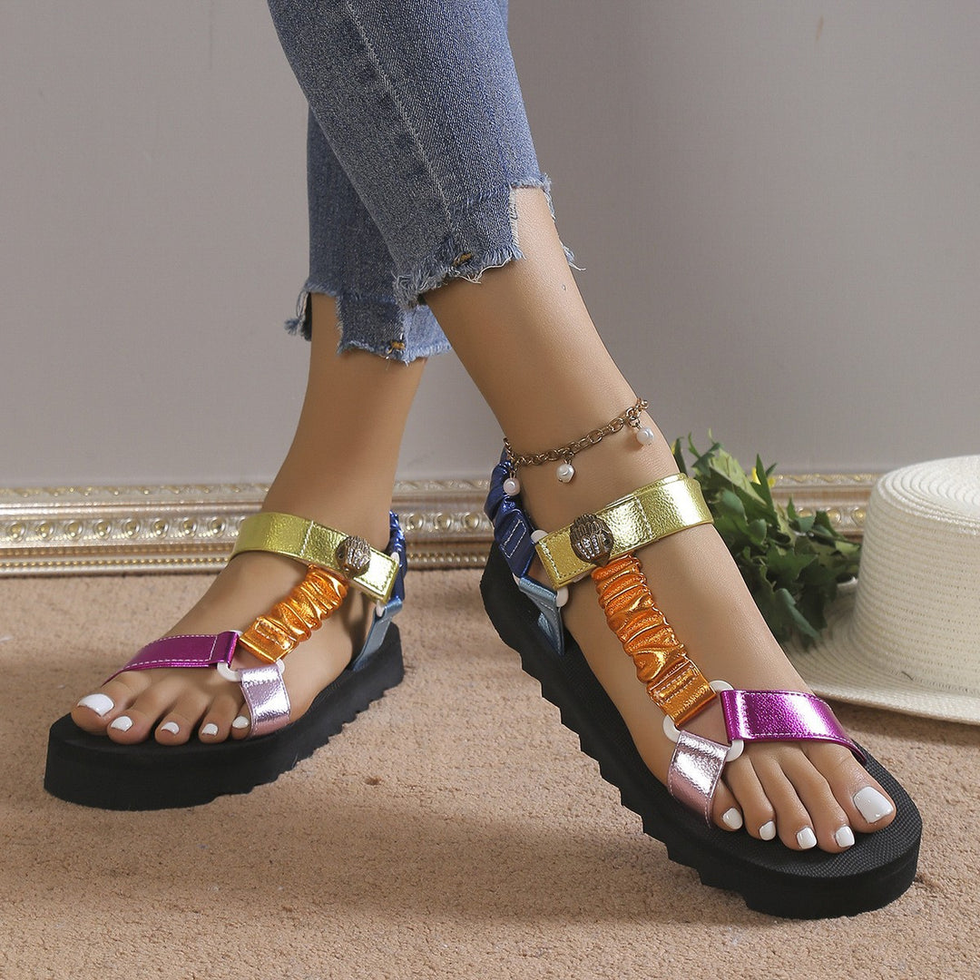 Damen Trendige und bequeme Riemchen-Sandalen mit elastischen Bändern EB