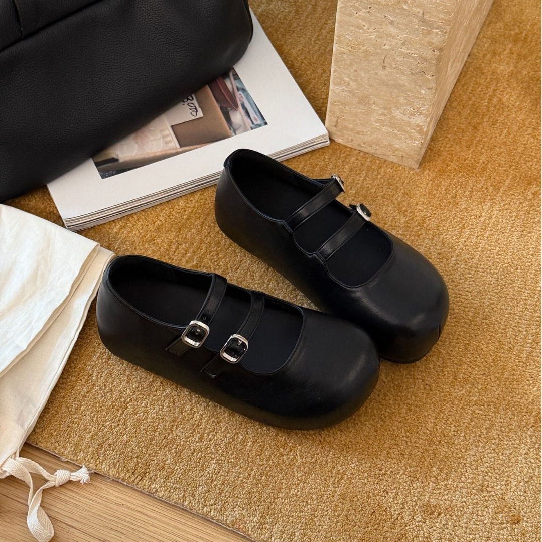 Damen Komfortable Ballerinas mit doppeltem Riemen und strapazierfähiger Sohle EB
