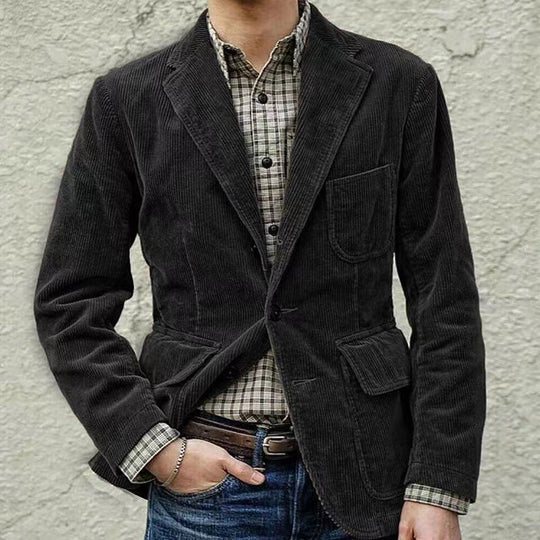 Herren modischer Cordblazer mit mehreren Taschen und eleganter Passform EB