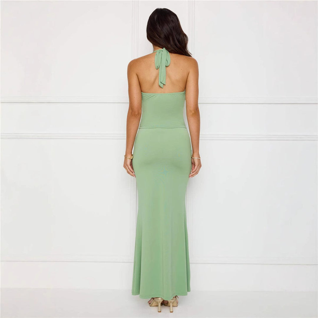 Damen Elegantes Maxikleid mit Halterneck und figurbetontem Design EB