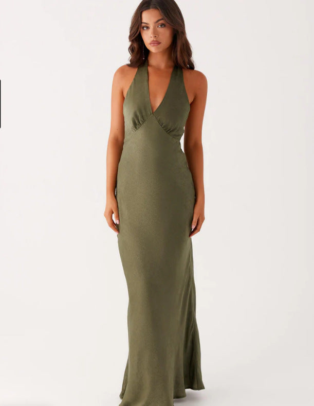 Damen Elegantes ärmelloses Hochzeitskleid mit Taillierungsband und fließendem Stoff EB