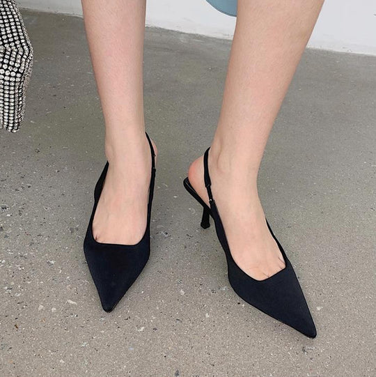 Damen Slingback-Pumps mit Spitze und elastischem Riemendesign EB