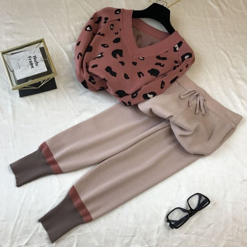 Damen trendiges Strickset mit grafischen Details EB