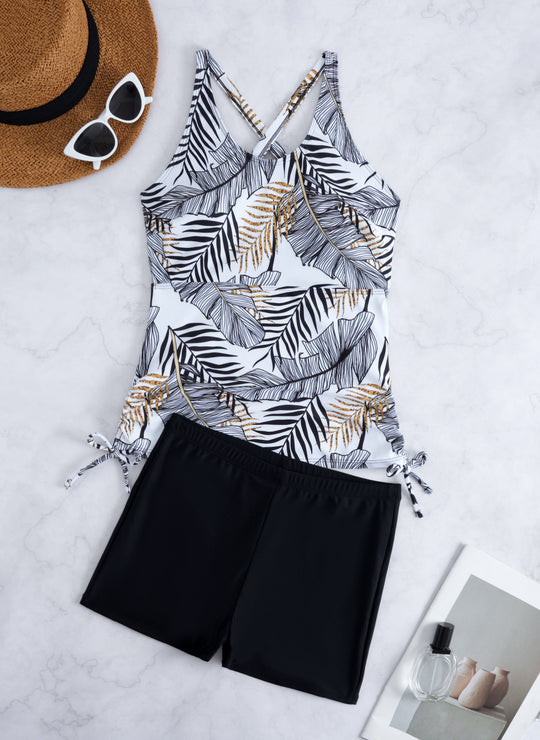 Damen Tankini-Set mit floralem Oberteil und bequemen Shorts EB