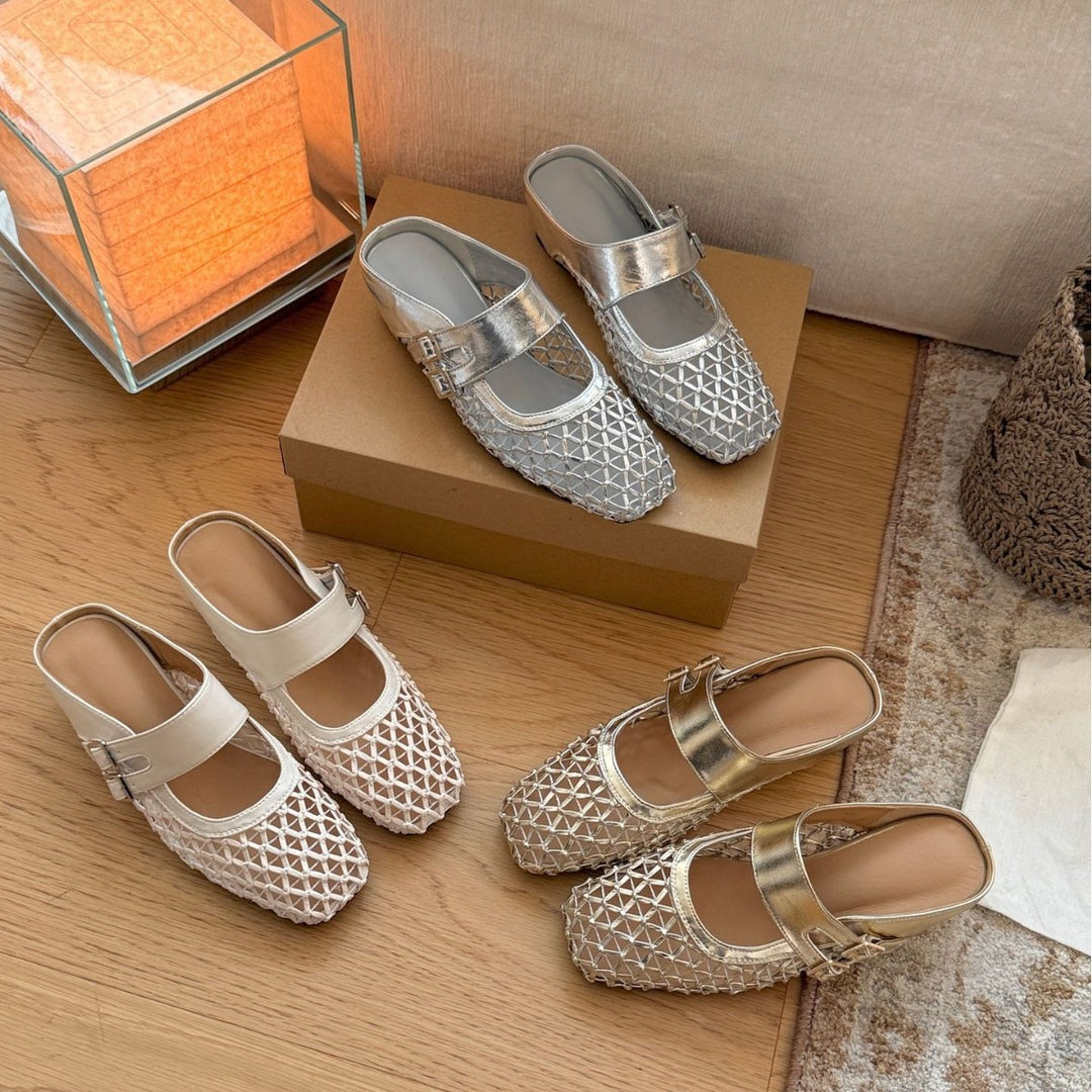 Damen Komfortable und elegante Ballerinas mit praktischer Schnalle EB